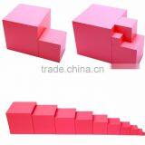 Preschool Kid Toy Wooden Montessori Pink Tower Set Made in China thumbnail-4