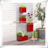 Tall Square Smoothly Fiberglass Red Urn Planter thumbnail-3