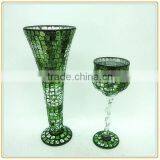 Crackle Mosaic Glass Green Vases thumbnail-4
