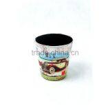 Car Print Dustbin Faux Leather Open Top Standing Trash Can thumbnail-3