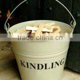 Powder Coat Kindling Bucket With Wooden Handle thumbnail-4