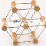 Modern Design Luxury Wine Bottle Holder Bamboo 6 Bottles Wine Rack thumbnail-2