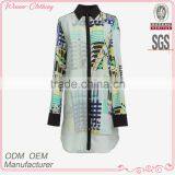 Ladeis' Fahison Long Sleeves Double Layer Digital Print High Quality Direct Factory Chiffon Style Blouse 2015 thumbnail-1