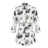 2015 New Style Fashion Flora Printed Stand Collar Long Sleeve Formal Mature Ladies Office Wear Dresses Dress thumbnail-4
