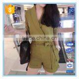 Hot Sales Half Sleeves Linen Formal Tailored Romper Jumpsuit For Women