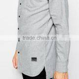Mens Slim Fit Flanel Shirt in Grey Custom Long Sleeve Casual Shirts for Men thumbnail-3