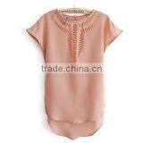 2015 Stylish Lady Women's Casual Front Hollow Out O-neck Batwing Sleeve Chiffon Blouse EU000031 thumbnail-3