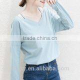 Wholesales Fashion T-shirt Long Sleeve Comfortable Designs for Ladies thumbnail-1