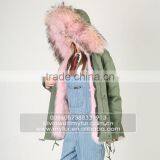 Myfur Plus Size Mini Parka With Fur Lining Luxury Colorful Raccoon Fur Hood thumbnail-3