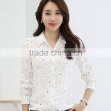 Custom Wholesale Ladies Blouse Patterns Women Cotton Formal Business Blouse With Dot thumbnail-4