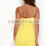 Hot Seller Sleeveless Midi Dress Sexy Yellow Midi Lace Dresses thumbnail-5