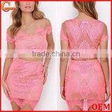 Sexy Delicated Mesh Bodycon Fit Two Piece Prom Dress Lace Prom Dresses thumbnail-1
