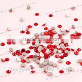 Round Shape Light Siam Color Silver Foiling Rhinestone Crystal Flat Back thumbnail-1