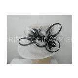 Fashion Beauty White Sinamay Ladies Hats With Combo Feather Flowers For Carnival