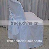 White Polyester Scuba Chair Cover With Black Spandex Band