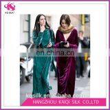Elegant Evening Dress Back 100% Silk Velvet Fabric in Solid Color