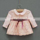 High-grade Baby Girl Children Dress Long Sleeve Lace Dress Patterns Design With Bowknot Baby Clothes Sets