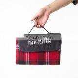 Custom Print Picnic Blanket Fleece Picnic Blanket Leather Strap For Convenient thumbnail-2