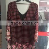 women long sleeve grid floral shirt blouse