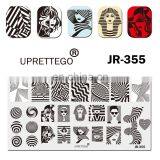 JR351-360 Marble Pattern Khokhloma Christmas Pop Art Lady Alphabet Letter Text 2020 Stainless Steel Stamping Plate Template thumbnail-1
