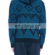 Plain Men Zipper Hoodie Intarsia Cashmere Cardigan thumbnail-2