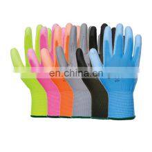 Blue Orange Pink Gray pu Coated Gloves En388 4131 pu Work Gloves pu Coating Glove thumbnail-1