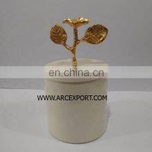 White Bowl With Fancy Lid Jar thumbnail-4