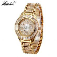 MissFox V023 Ladies Gold Party Watch Diamond Fashion China Luxury Brand Lwatches for Women