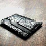 High Quality Wholesale Handmade Black Color Genuine Real Crocodile Alligator Skin Leather Credit Card Holder Purse Pocket Wallet thumbnail-6