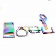 Pop Color Metal Hardware Rainbow Buckle Slider D Ring Snap Hook For Dog Accessories Bags thumbnail-2