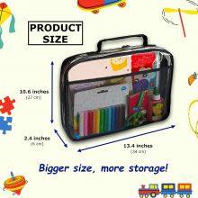 Toy Storage Organizer Bag Clear Waterproof Large TPU Non PVC for Kids Activity Books, Balls, Blocks Set, Clay Case With Net Mesh Pocket and Name Card Tag Holder thumbnail-2