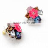 Wholesale Woman Fashion Crystal Earring Flower Diamond Stud Earrings thumbnail-2