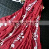 Newest Flower Embroidery Design Cotton Woman Fashion Vintage Scarf Quality Choice thumbnail-2