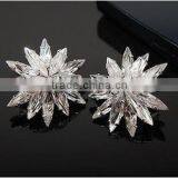 White Crystal Earrings Crystal Flower Rhinestone Stud Rhinestone Flower Earrings thumbnail-1