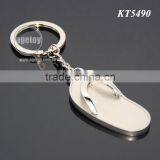 3D Three-dimensional Mini Slipper Shaped Zinc Alloy Silver Plated Blank Metal Slipper Keychain thumbnail-2
