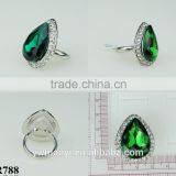 Latest Design Green Crystal Plating Silver Ring R788 Supplier's Choice thumbnail-2