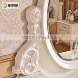 Luxury Antique European French Baroque Style Ivory White Hand Carved Wooden MDF Vanity Dressing Table Set thumbnail-5