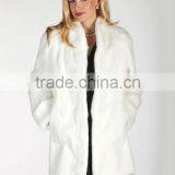 Fashionable White Rabbit Fur Coat
