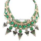 >>>New Arrival Chunky Cord Enamel Handmade Triangle Statement Crystal Necklace/ thumbnail-3