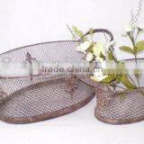 S/2 Hanging Metal Basket W/antique Rustic Finish thumbnail-1