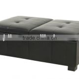 pu leather wooden frame storage ottoman lower price two seats(DO-6109)