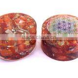 Carnelian Flower Of Life Orgonite Energy Tower Buster : Energetic Space Protectors thumbnail-4