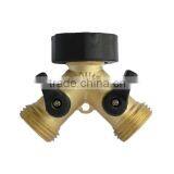 garden outdoor watering fitting 3 way brass connector with valve