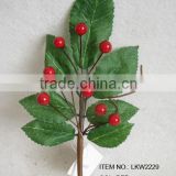 high quality newest special artificial holly leaves and foam red berry pick 8" branches pick for chrismas home decoration pick