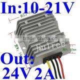 Power Regulator 12vdc to 24vdc dc to dc Converter 12v 14v 15v 16v 19.5v 18v Step up to 24v 2A for Cars Vehicle