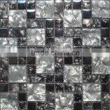 HG-Y005 Grey Color Shell Paper Crystal Glass Iridescent Mosaic Tiles thumbnail-1