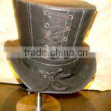 BLACK LEATHER STEAM-PUNK GOTHIC CORSET MEN'S & WOMEN' TOP HAT thumbnail-2
