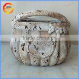 Customized Fiber Stone Garden Flower Planter Pot With Rust Metal Effect thumbnail-2