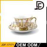 2017 elegant golden rim new design coffee tea water cups and saucers