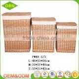 Customized Cheap Handwoven Unique Round Folding Brown Wicker Laundry Basket With Cover thumbnail-3